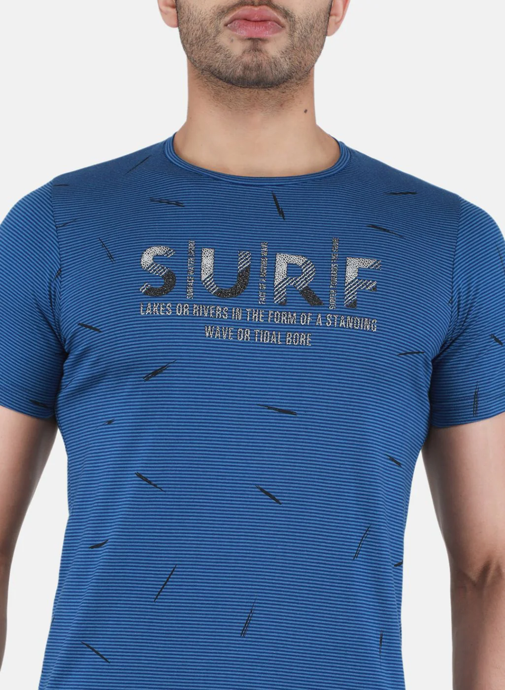 Men NAvy Blue Printed T-Shirt - Image 5