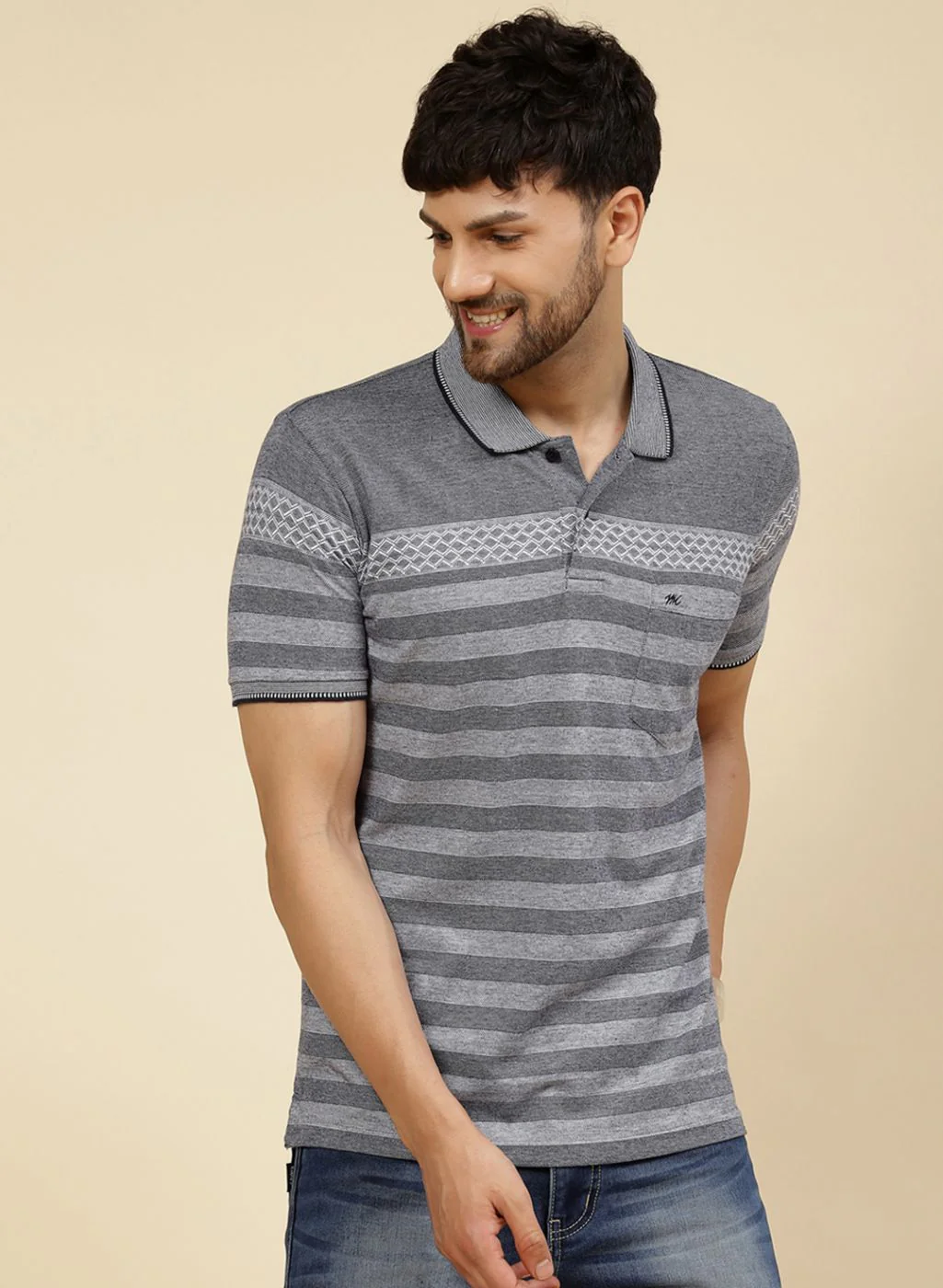 Men NAvy Blue Printed T-Shirt - Image 2