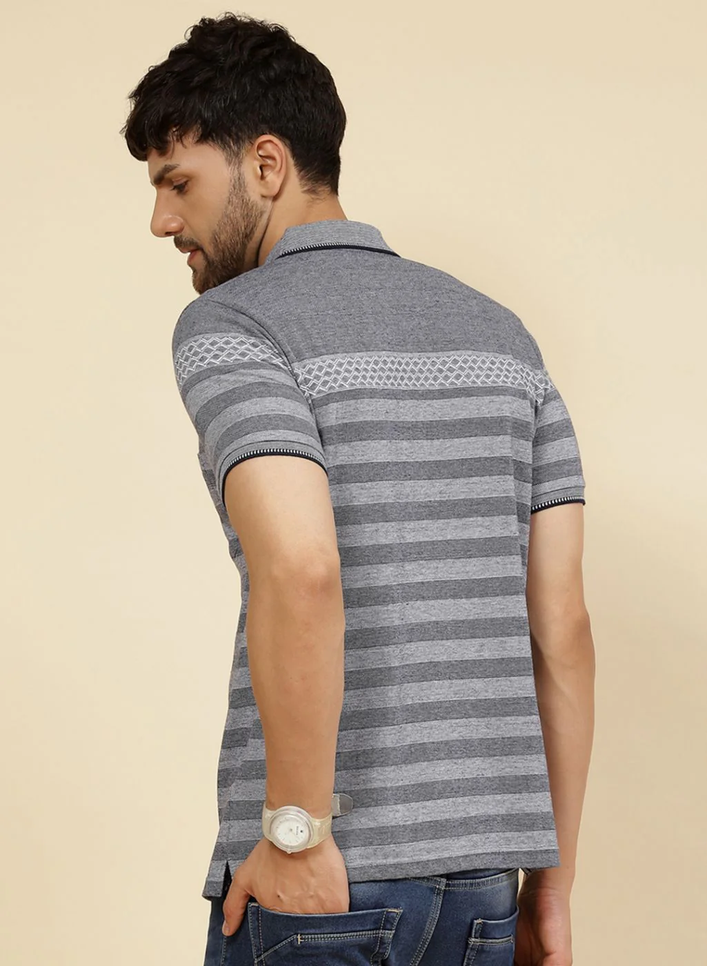 Men NAvy Blue Printed T-Shirt - Image 5