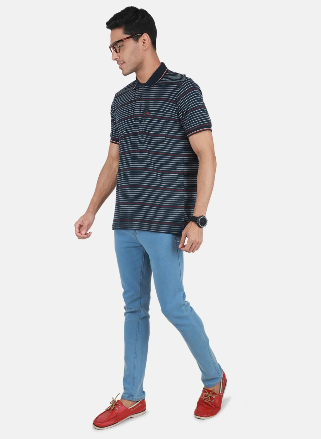 Men NAvy Blue Printed T-Shirt - Image 4