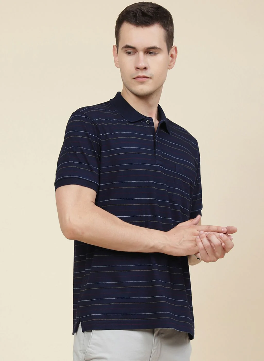 Men NAvy Blue Printed T-Shirt - Image 4