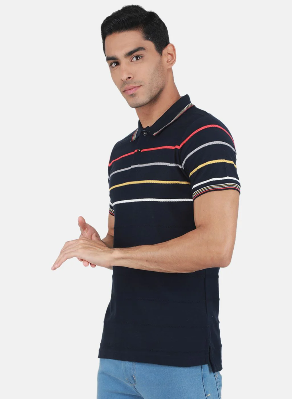 Men NAvy Blue Printed T-Shirt - Image 2