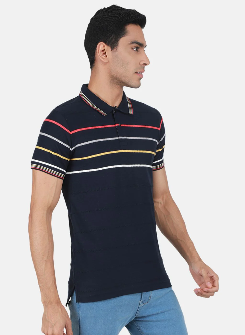 Men NAvy Blue Printed T-Shirt - Image 6