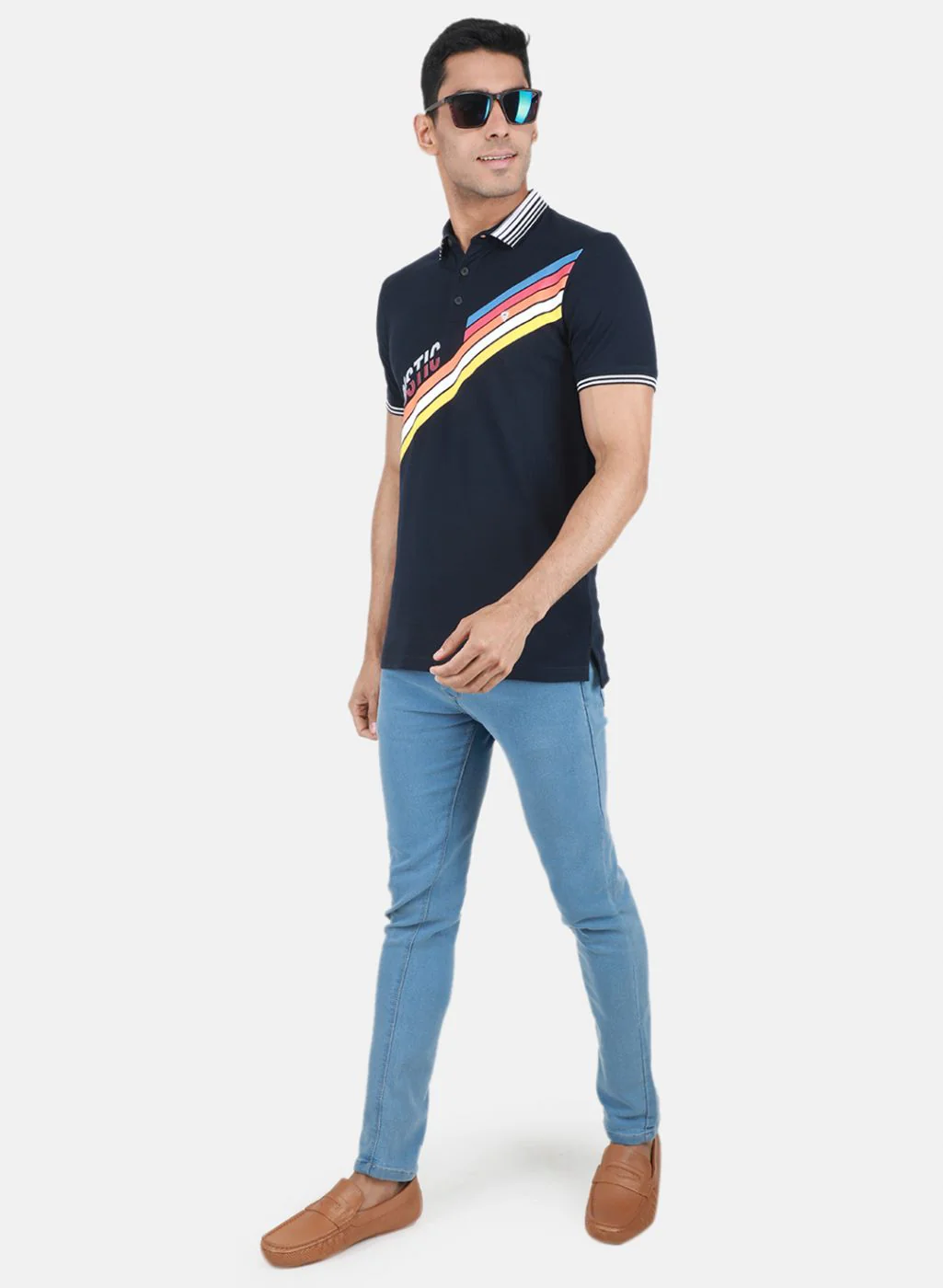 Men NAvy Blue Printed T-Shirt - Image 4