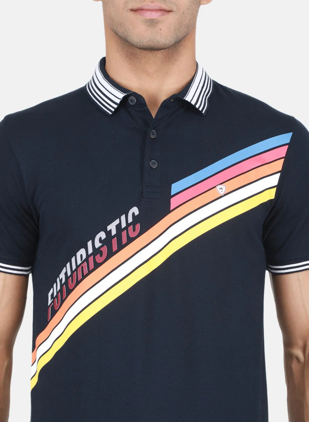 Men NAvy Blue Printed T-Shirt - Image 5