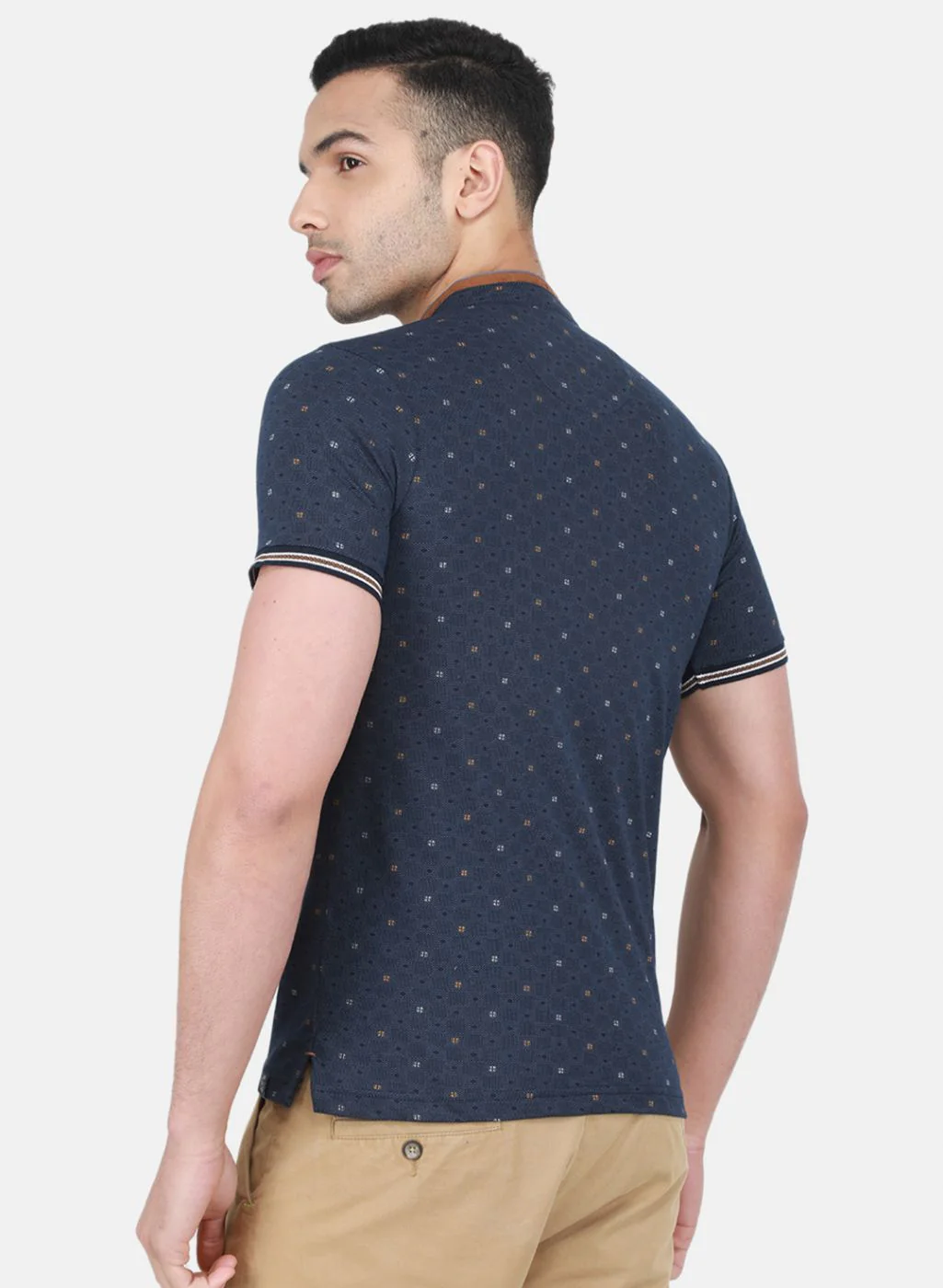 Men NAvy Blue Printed T-Shirt - Image 3