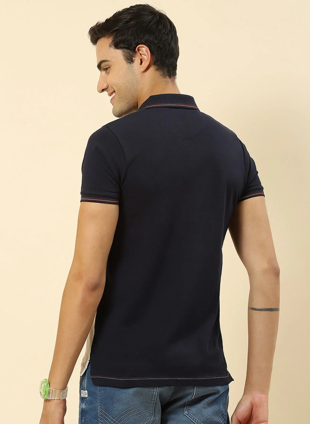 Men NAvy Blue Printed T-Shirt - Image 4