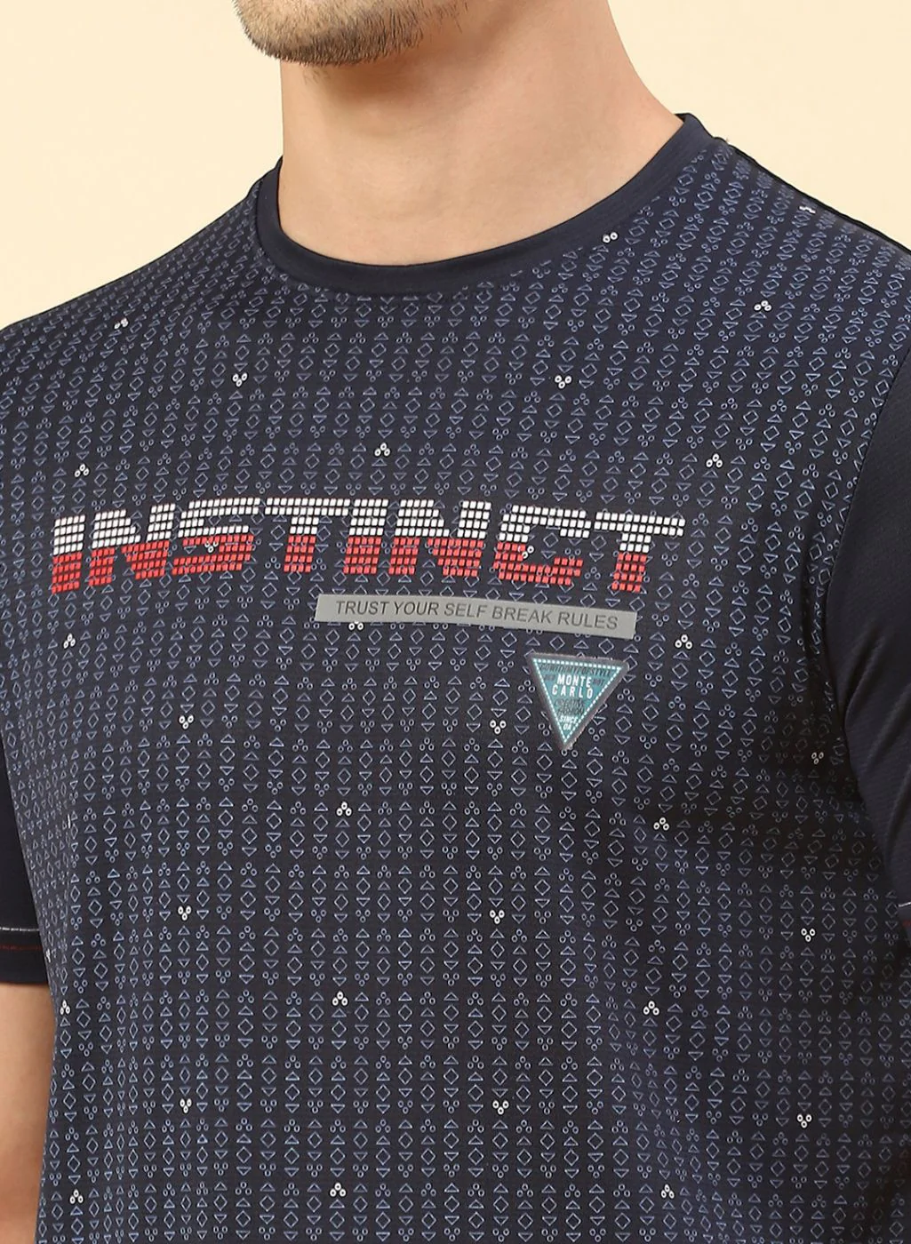 Men NAvy Blue Printed T-Shirt - Image 6
