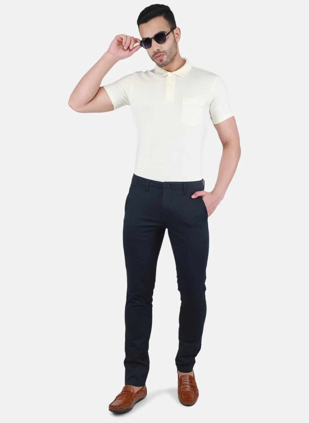 Men NAvy Blue Regular Fit Trouser - Image 4