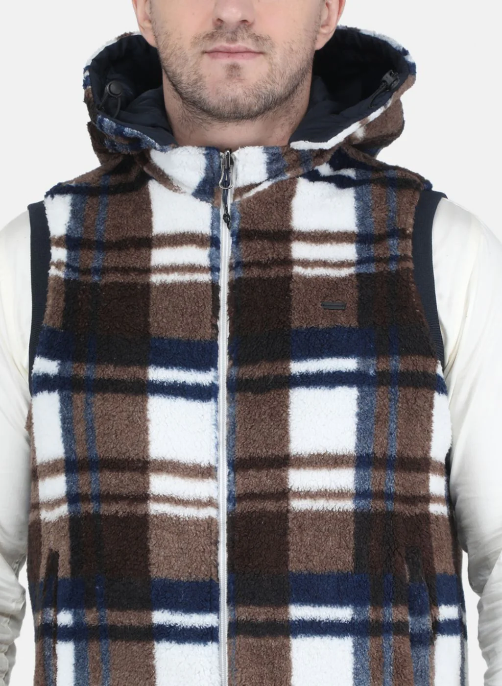 Men NAvy Blue Reversible Solid Jacket - Image 5