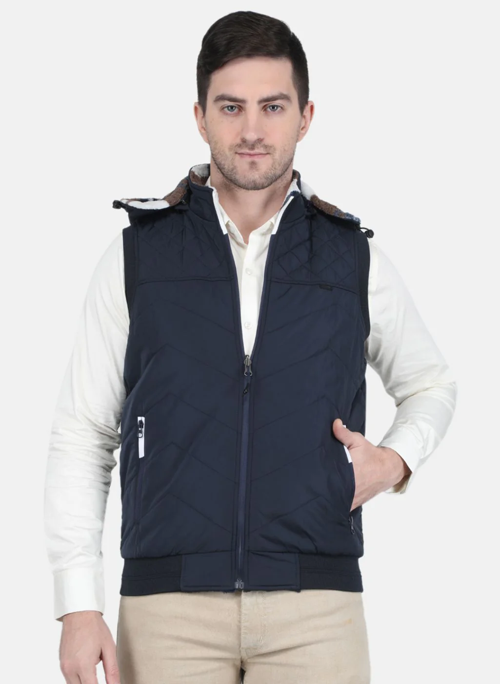 Men NAvy Blue Reversible Solid Jacket - Image 7