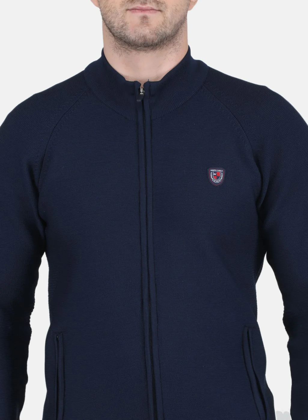 Men NAvy Blue Self Design Tracksuit - Image 5