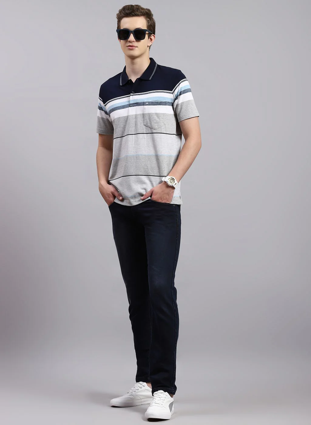 Men NAvy Blue Skinny Fit Denim - Image 2