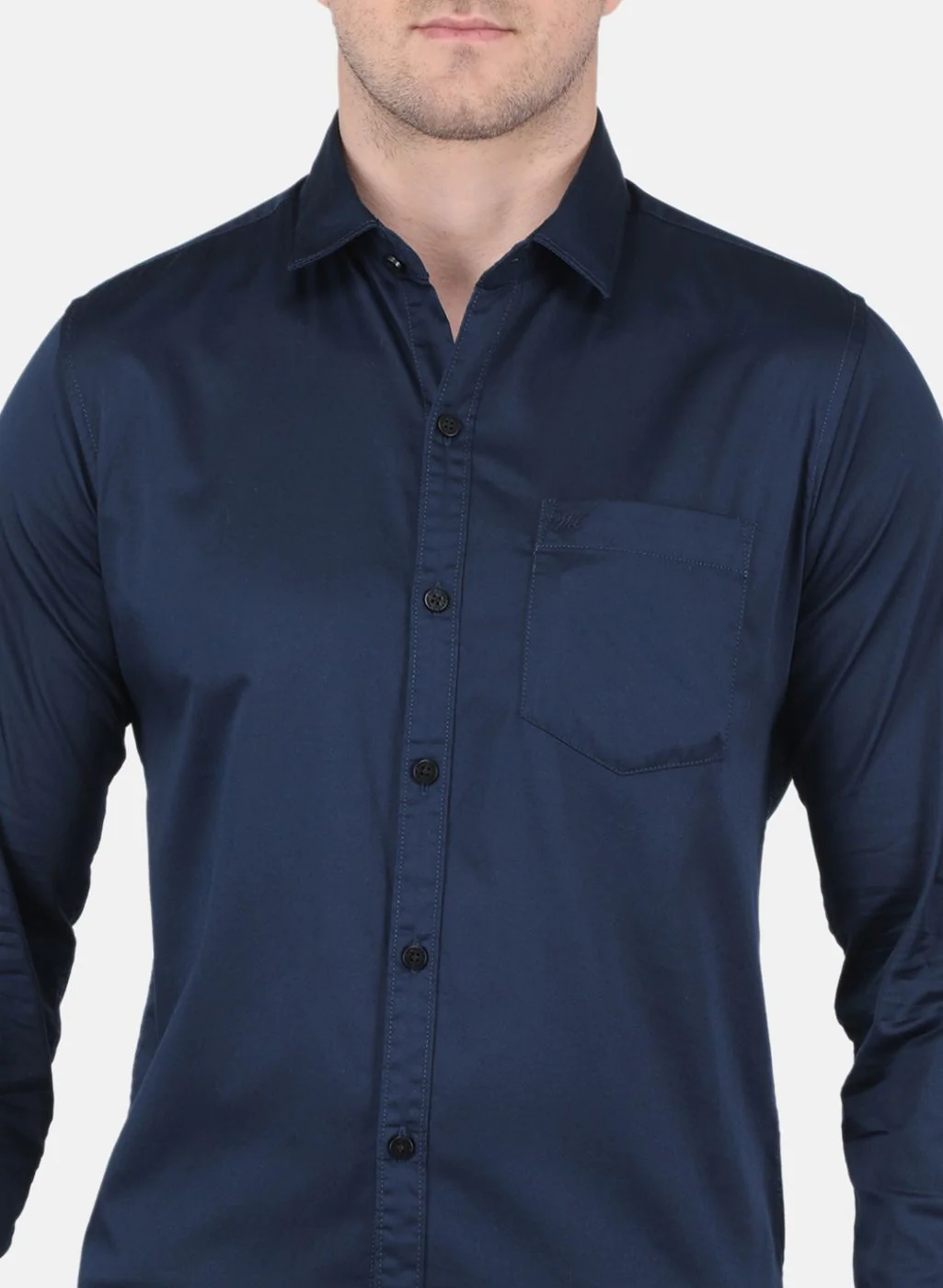 Men NAvy Blue Solid Shirt - Image 5
