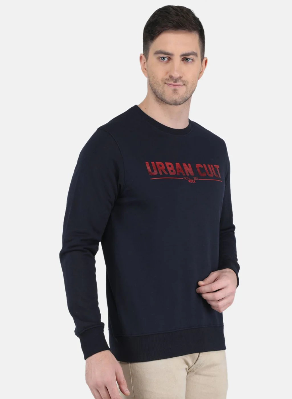 Men NAvy Blue Solid Sweatshirt - Image 6
