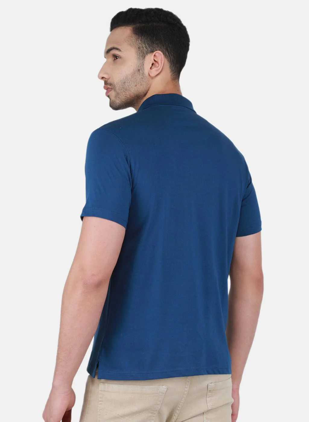 Men NAvy Blue Solid T-Shirt - Image 3