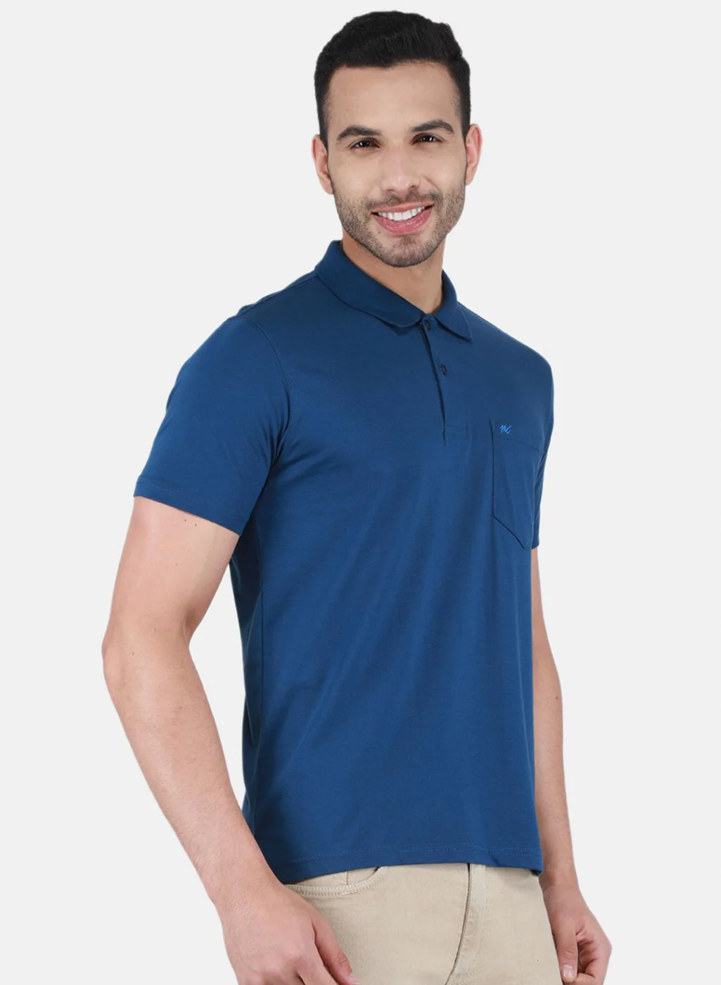 Men NAvy Blue Solid T-Shirt - Image 6