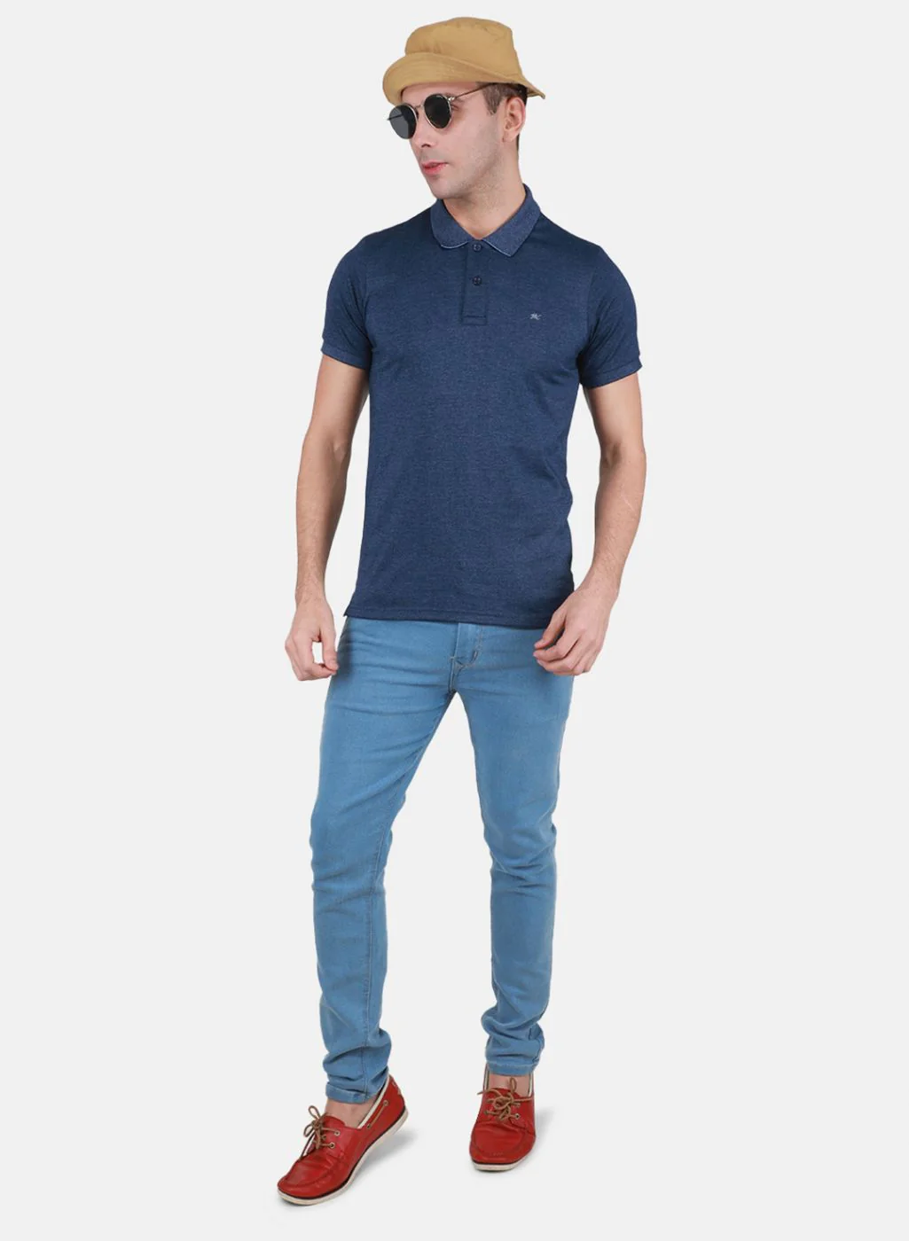 Men NAvy Blue Solid T-Shirt - Image 4
