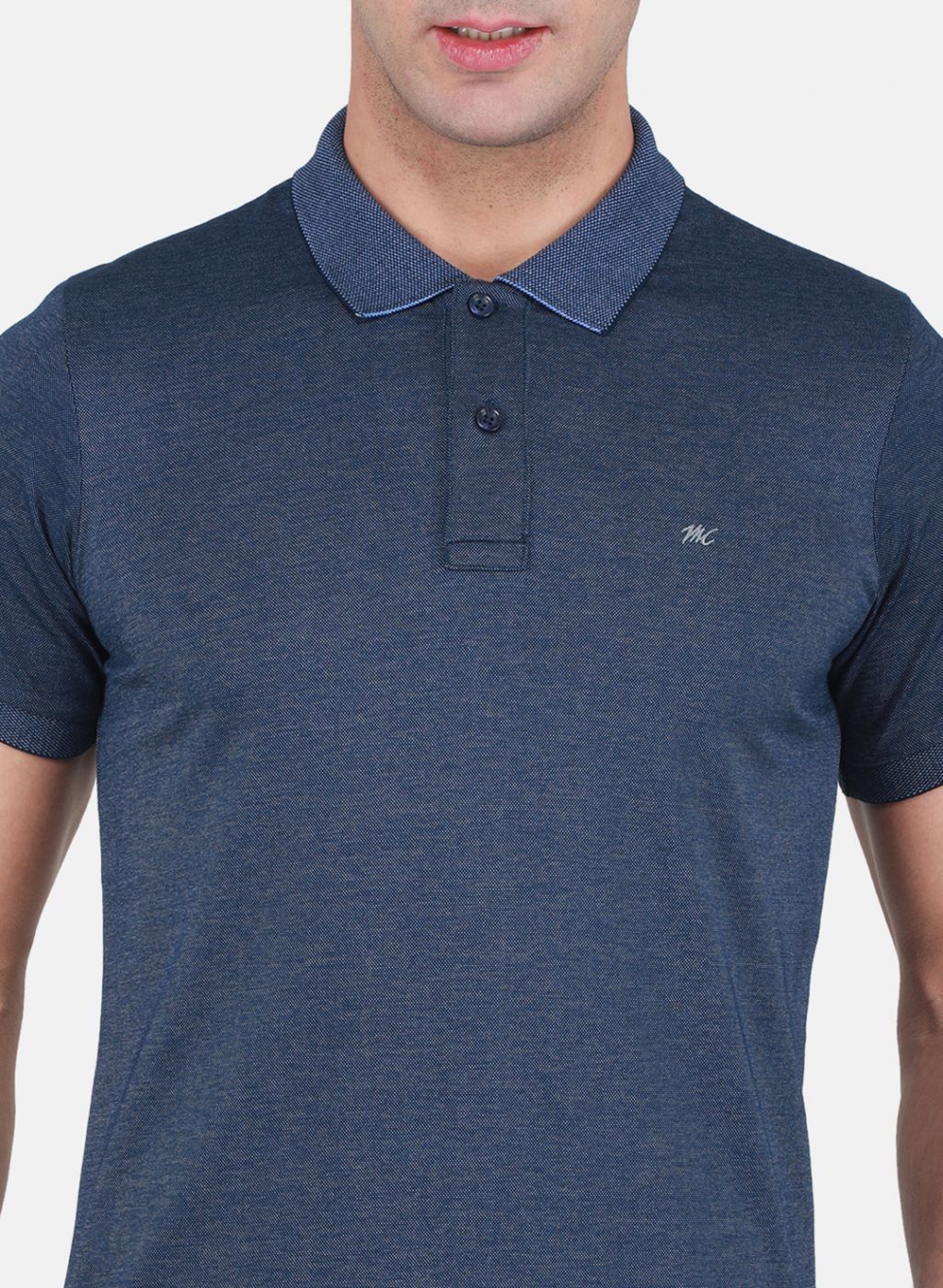 Men NAvy Blue Solid T-Shirt - Image 5