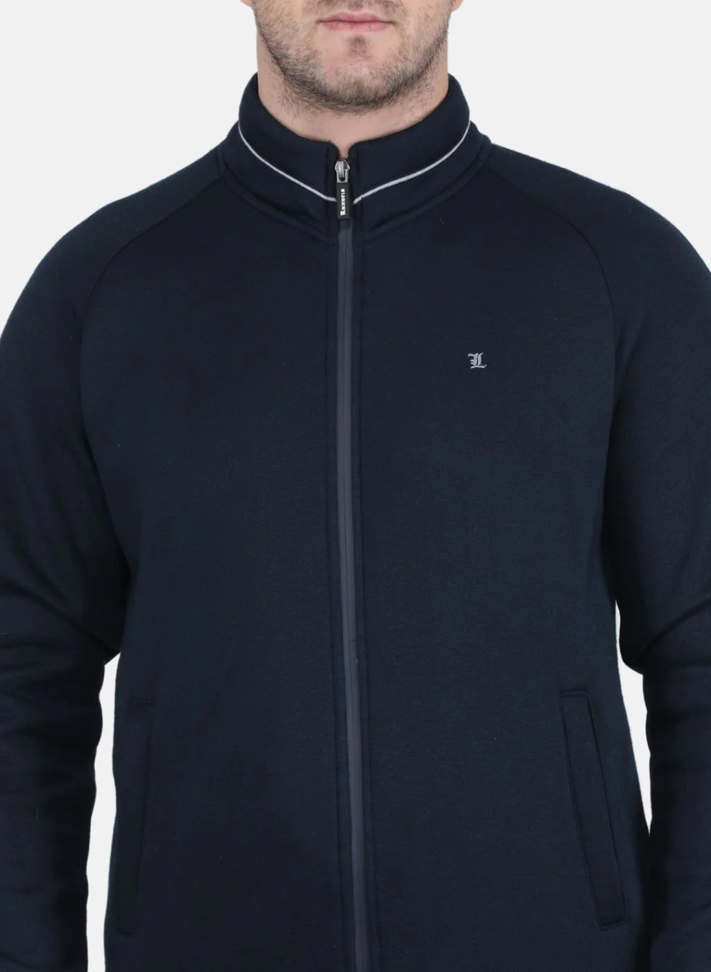 Men NAvy Blue Solid Tracksuit - Image 5