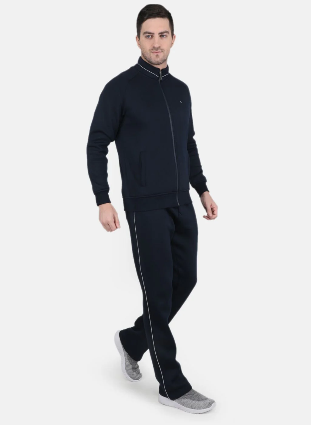 Men NAvy Blue Solid Tracksuit - Image 7