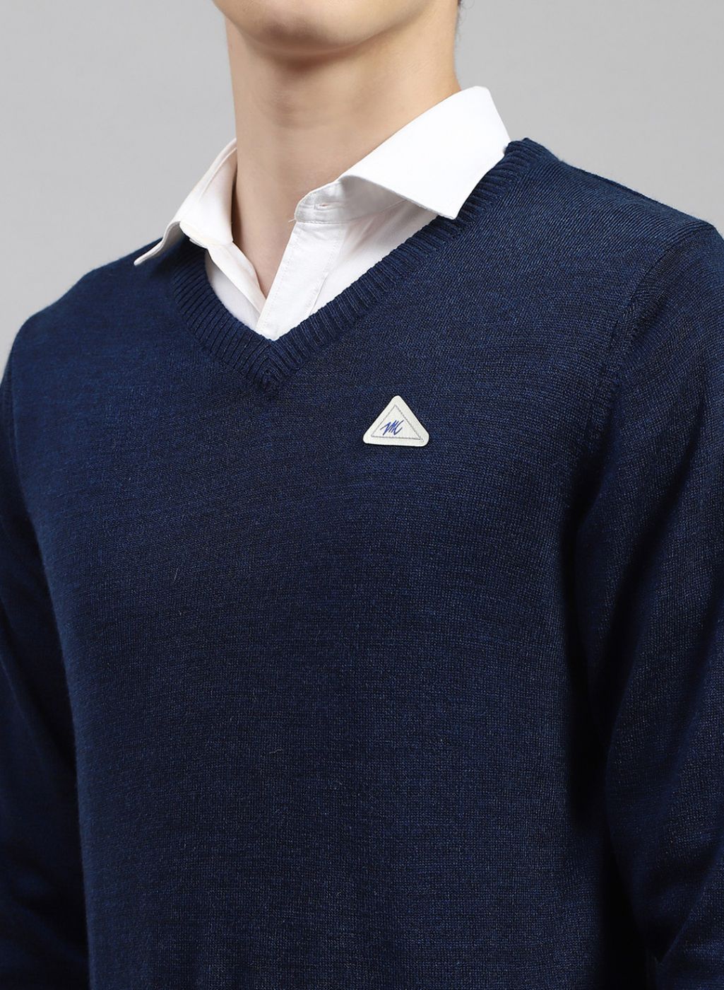 Men NAvy Blue Solid Wool blend Pullover - Image 6