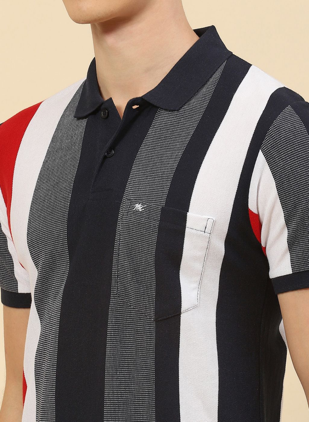Men NAvy Blue Stripe T-Shirt - Image 6