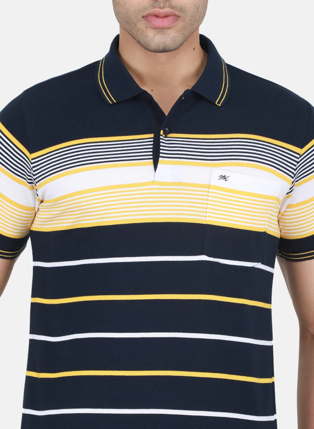 Men NAvy Blue Stripe T-Shirt - Image 5