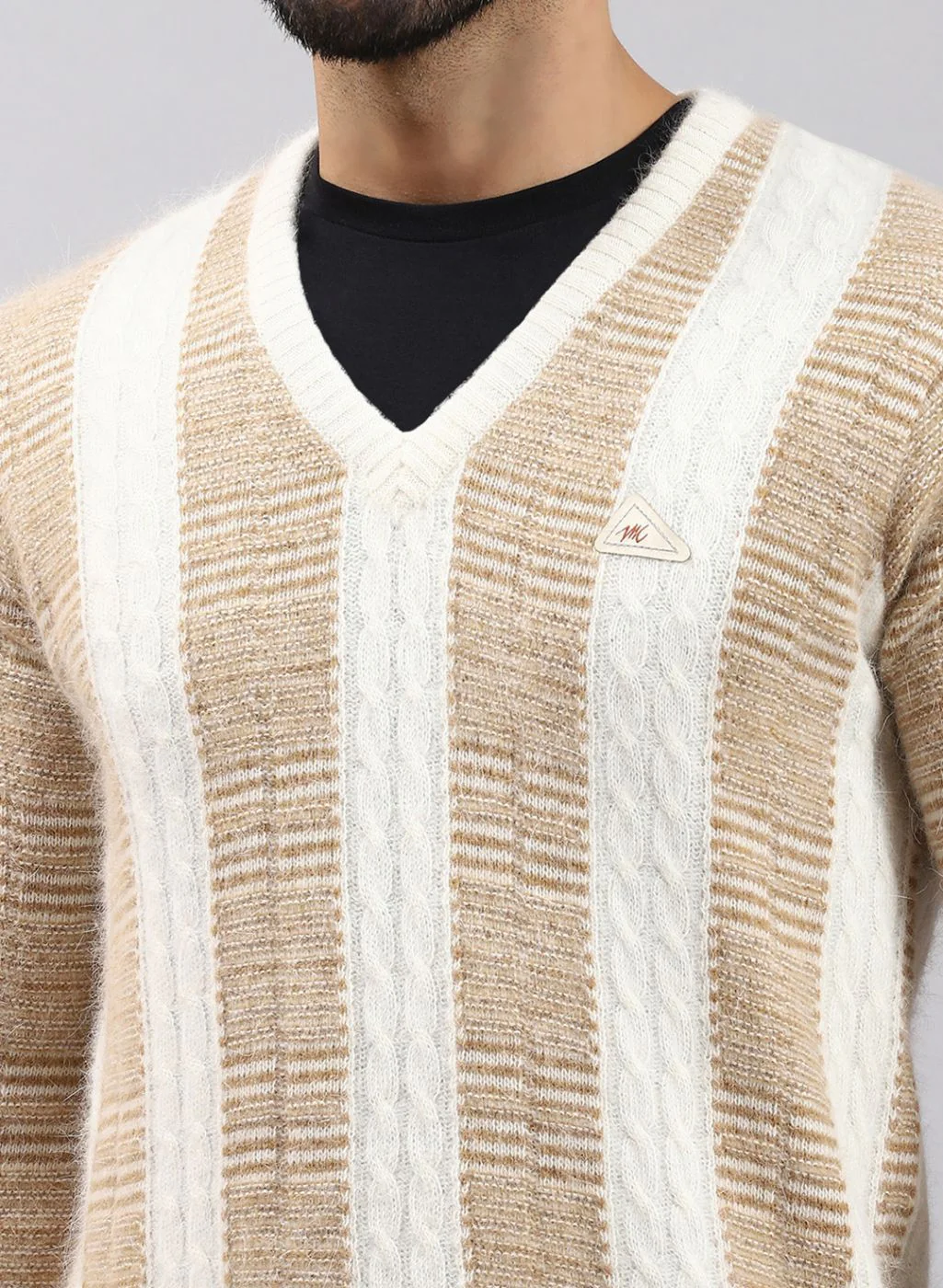 Men Off White Printed Angoora Pullover - Image 6