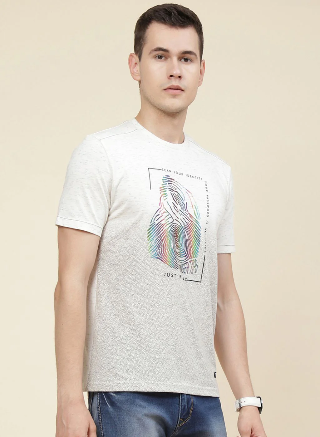 Men Off White Printed T-Shirt - Image 4