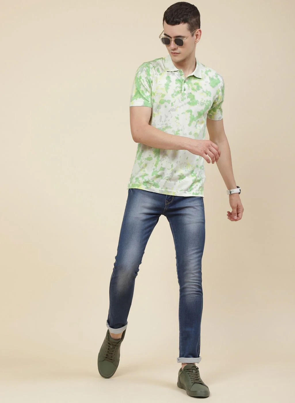 Men Off White Self Design T-Shirt - Image 2