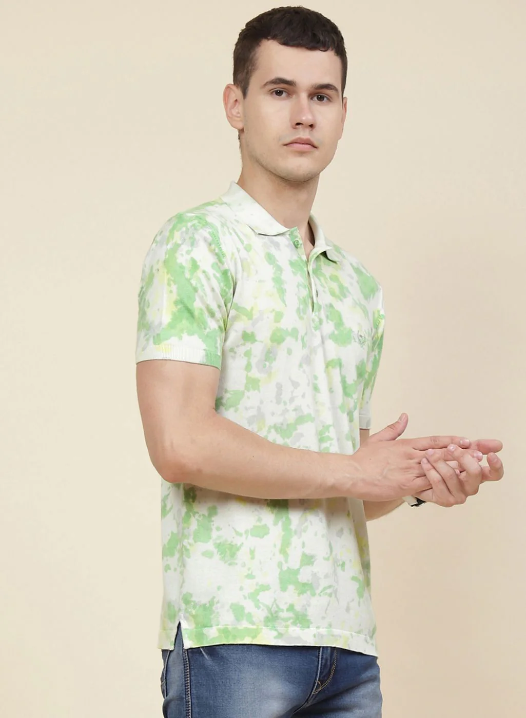 Men Off White Self Design T-Shirt - Image 4