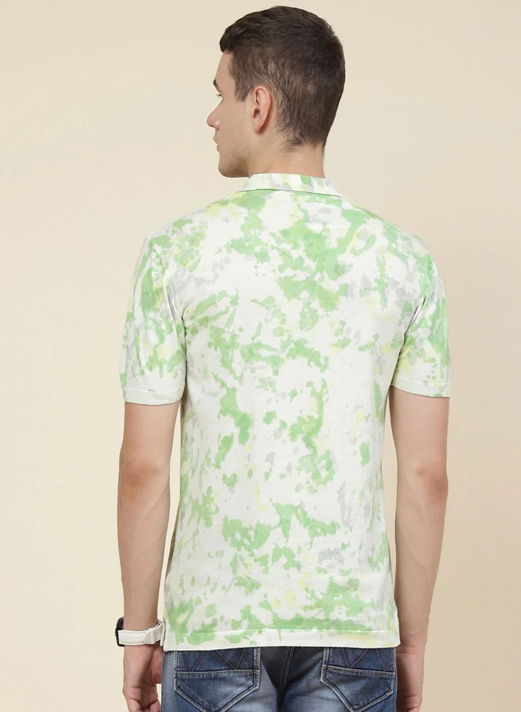 Men Off White Self Design T-Shirt - Image 5