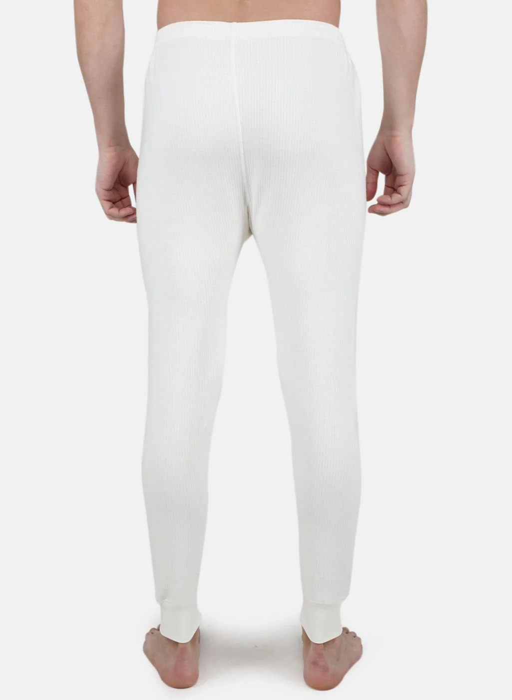 Men Off White Solid Thermal Lower - Image 3