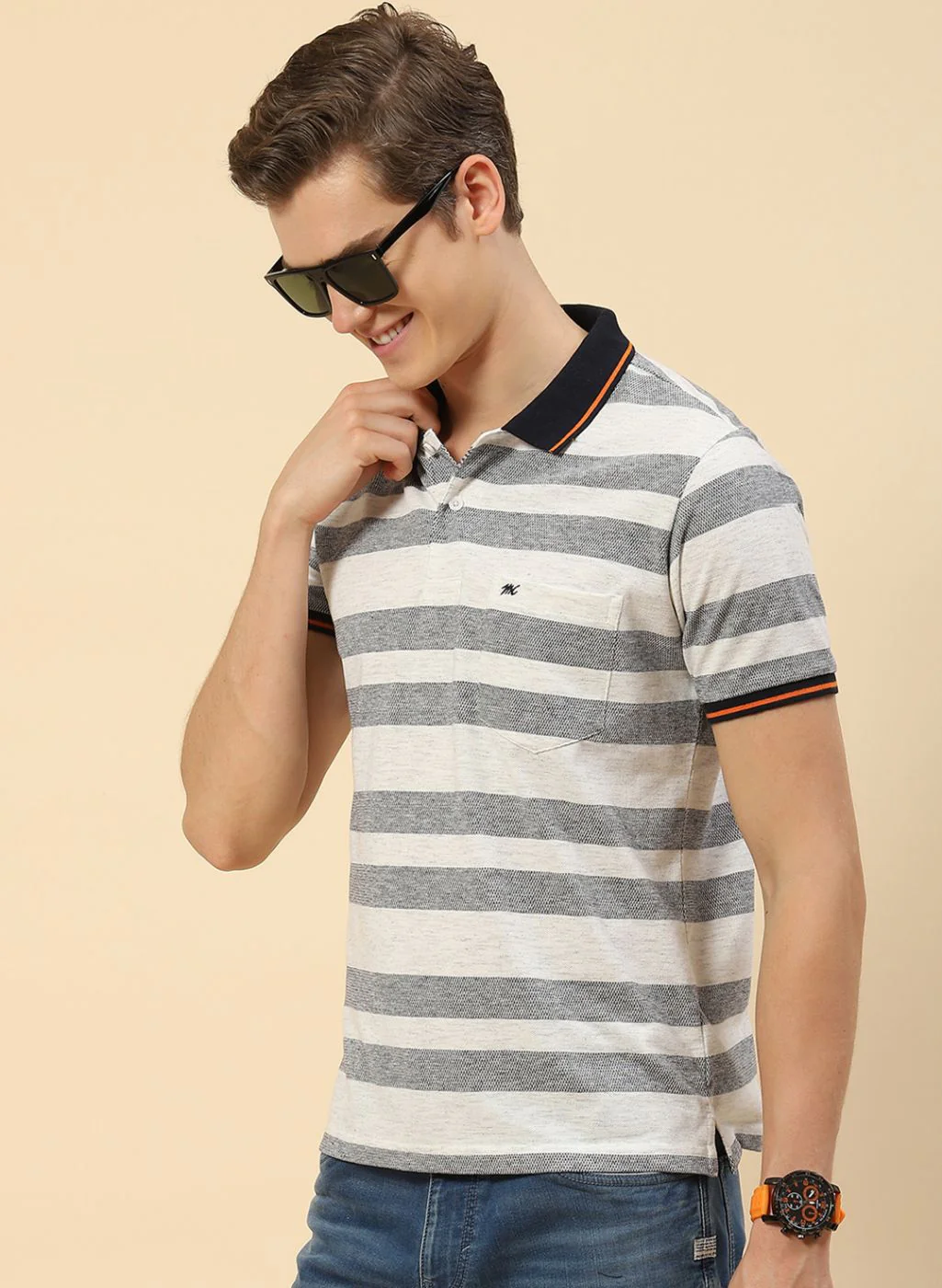 Men Off White Stripe T-Shirt - Image 2