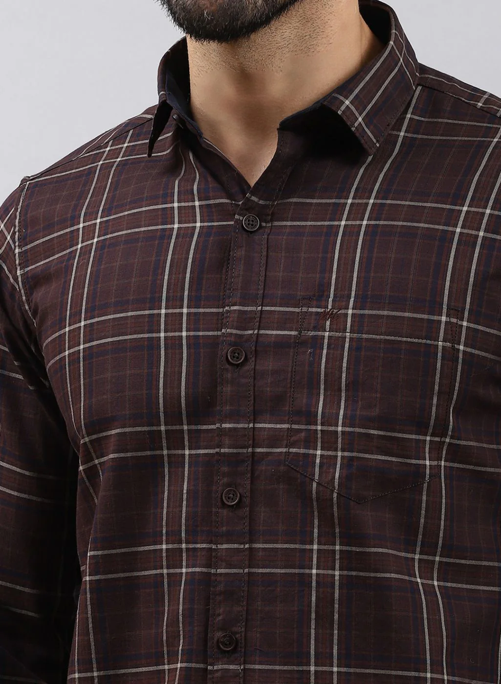 Men Olive Check Pure Cotton Shirt - Image 6