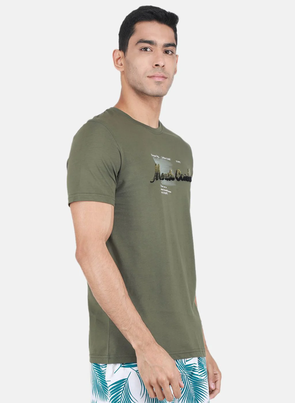 Men Olive Printed T-Shirt - Image 6