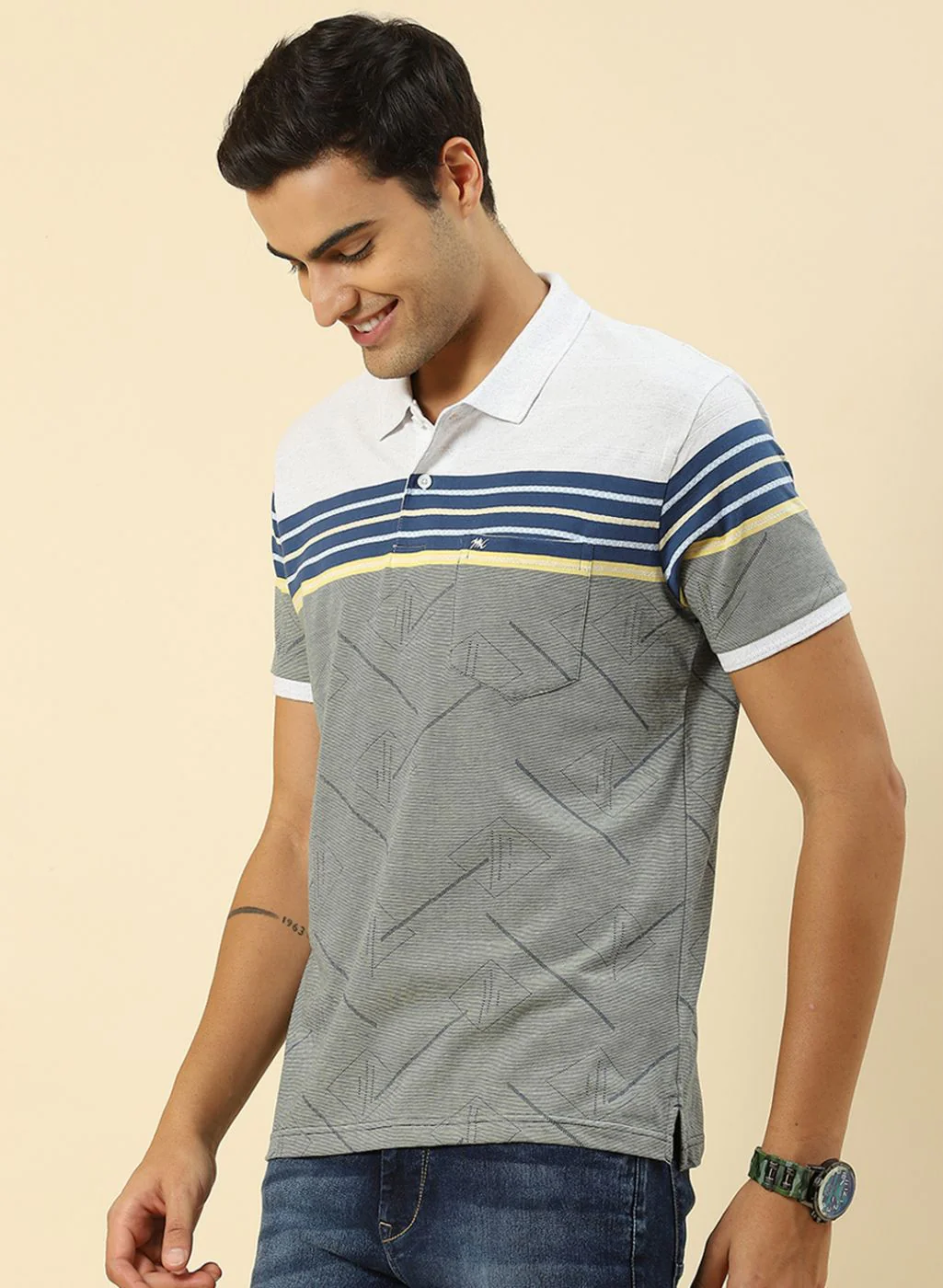 Men Olive Printed T-Shirt - Image 3