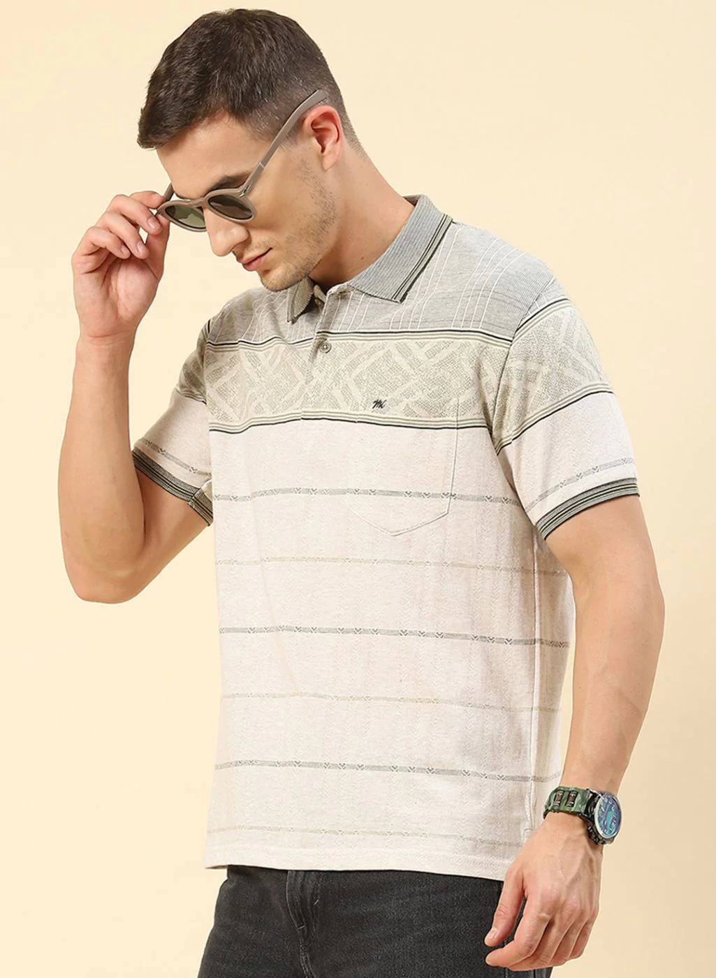 Men Olive Printed T-Shirt - Image 3