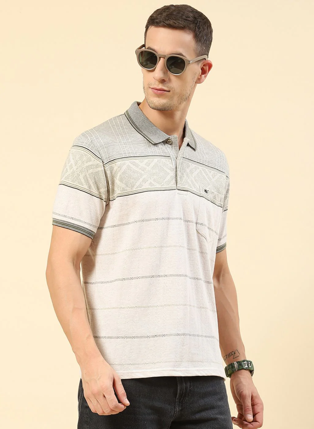 Men Olive Printed T-Shirt - Image 4
