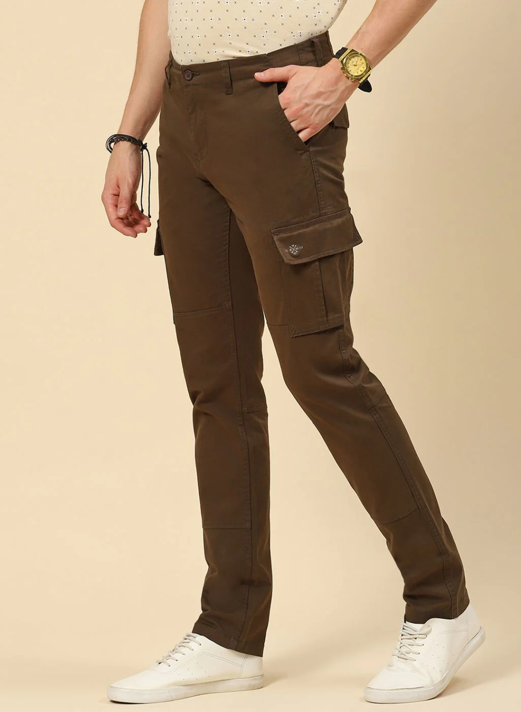 Men Olive Regular Fit Trouser - Image 2