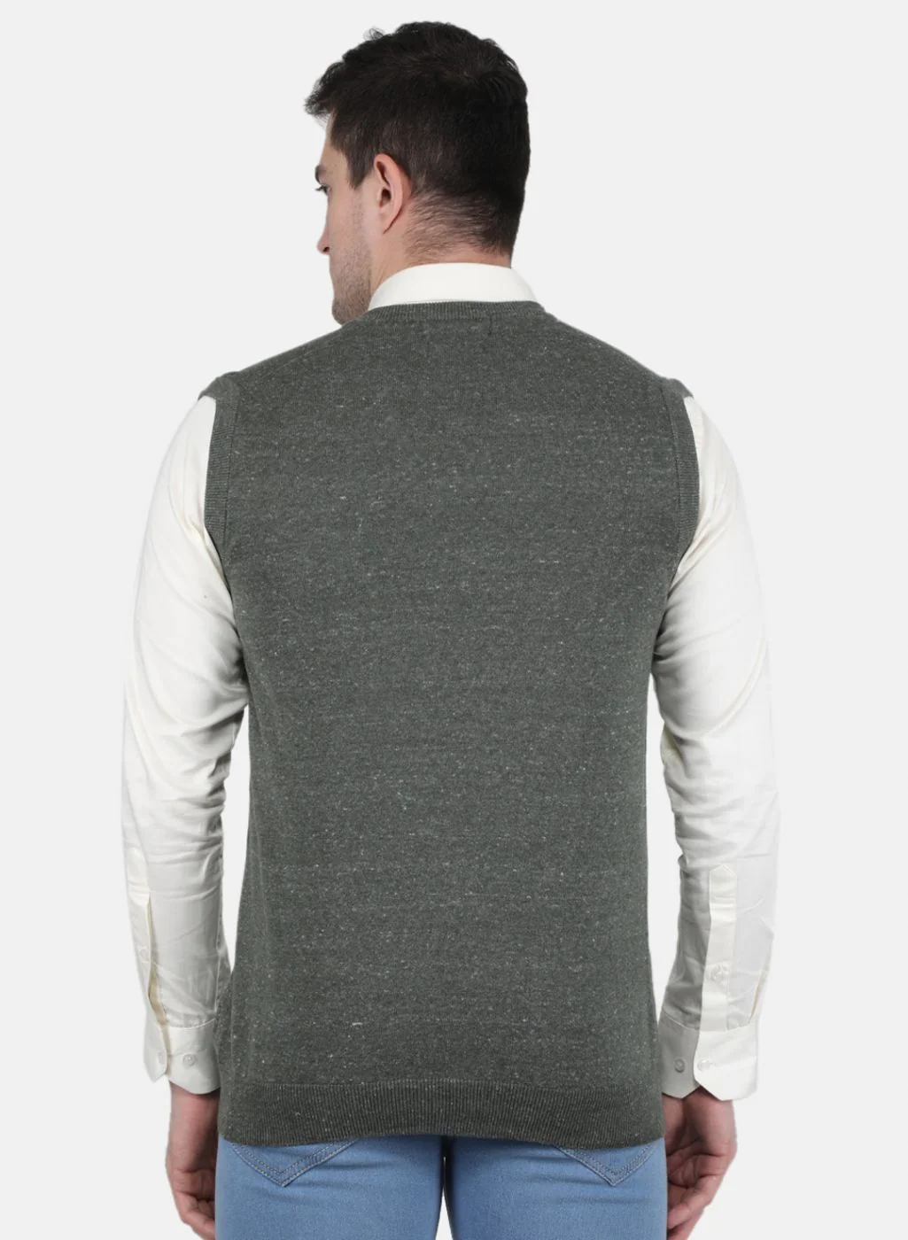 Men Olive Solid Sweater - Image 3