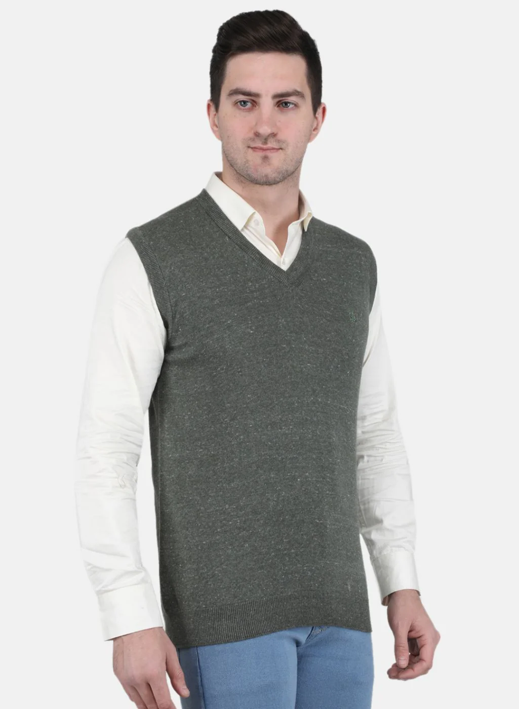 Men Olive Solid Sweater - Image 6