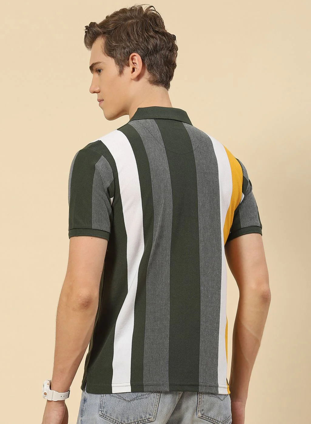 Men Olive Stripe T-Shirt - Image 5
