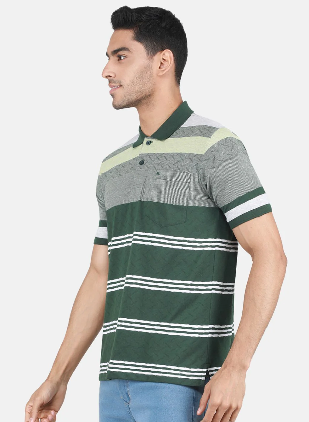 Men Olive Stripe T-Shirt - Image 2