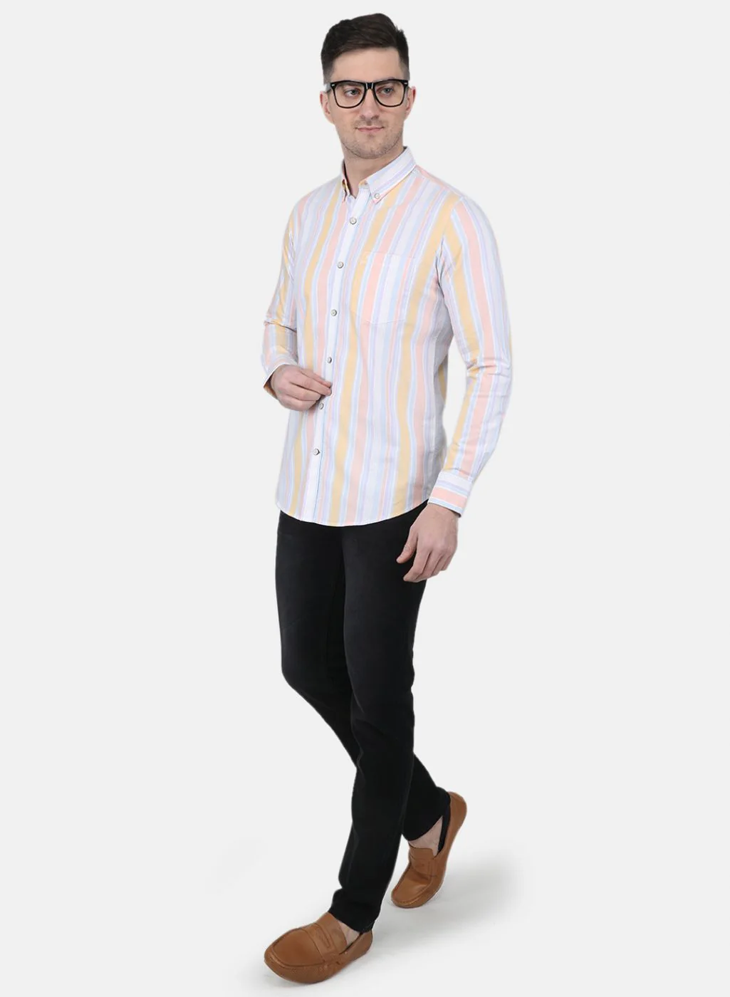 Men Orange Printed Shirt - Image 4