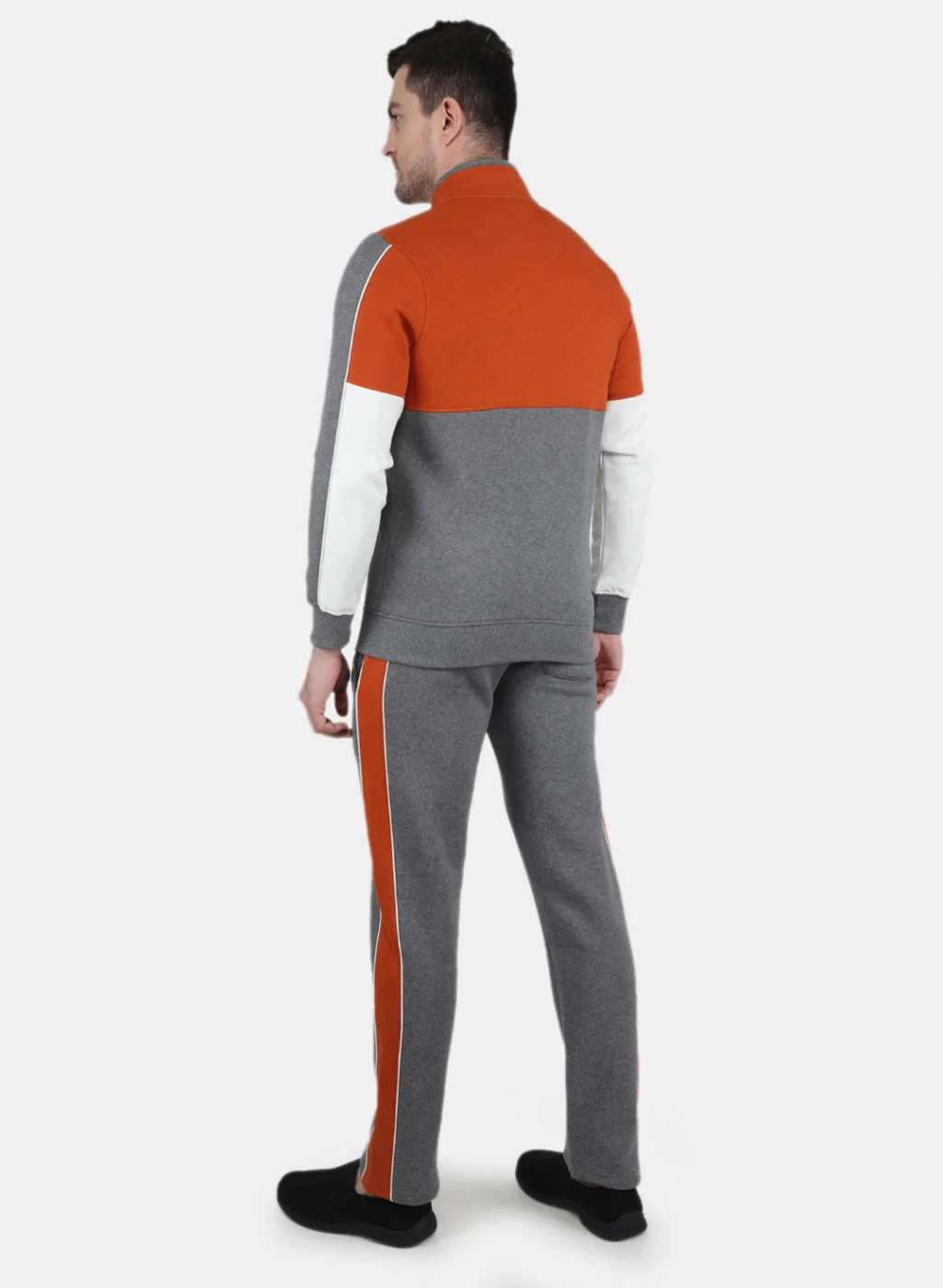 Men Orange Solid Tracksuit - Image 3