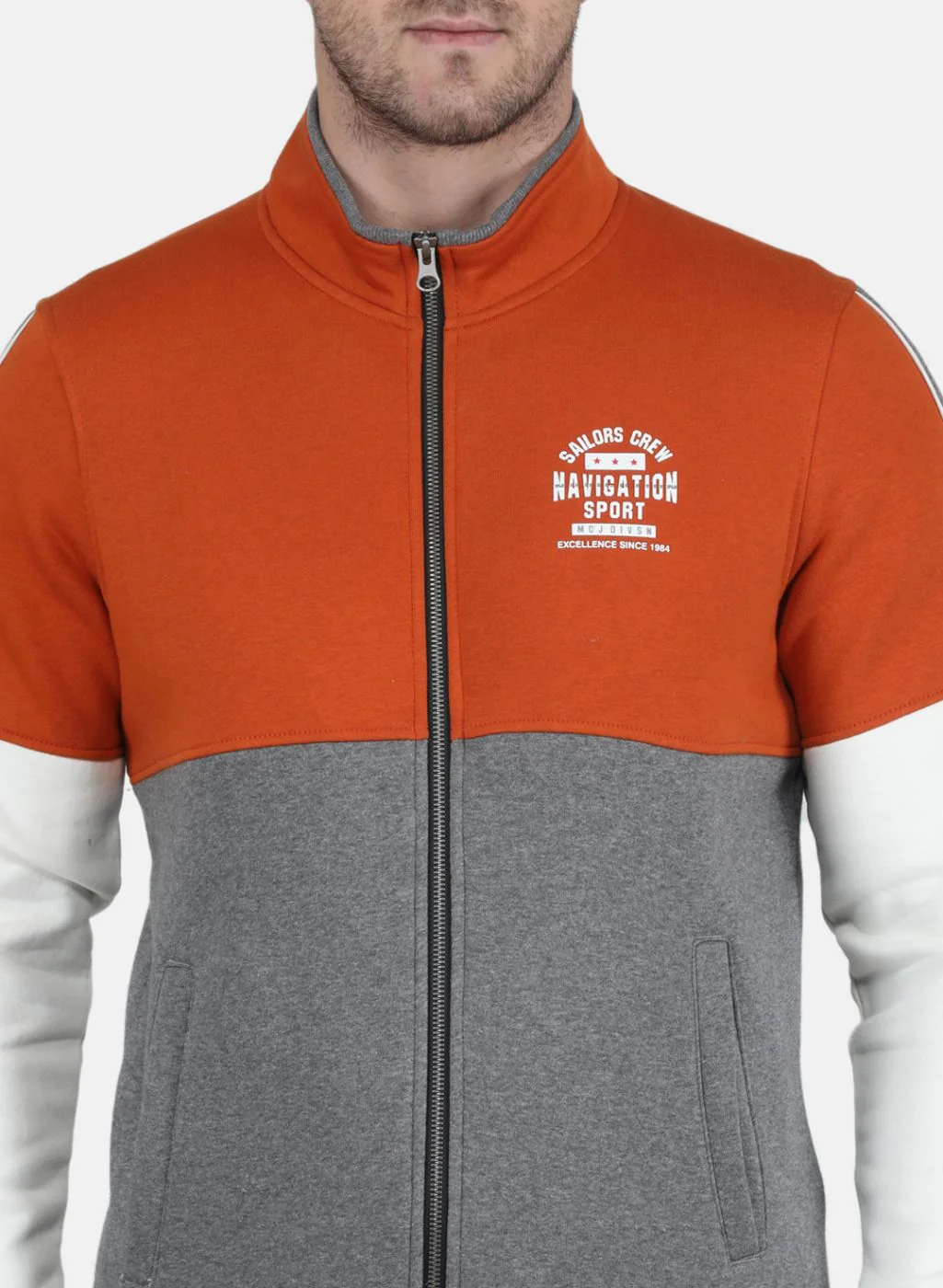 Men Orange Solid Tracksuit - Image 5