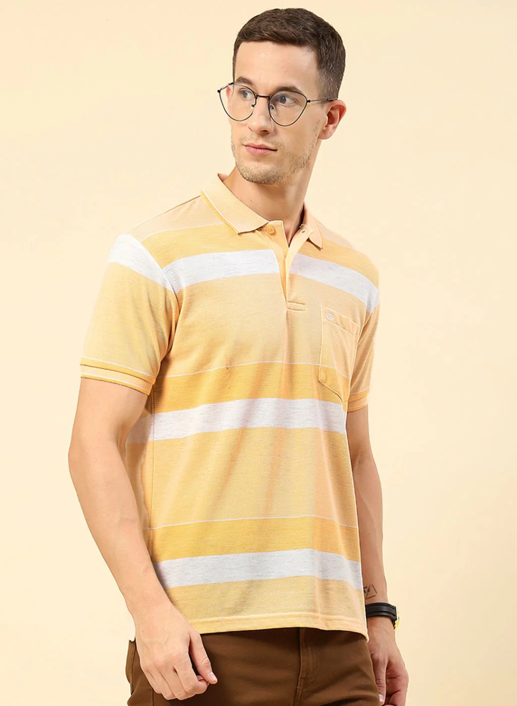 Men Orange Stripe T-Shirt - Image 3