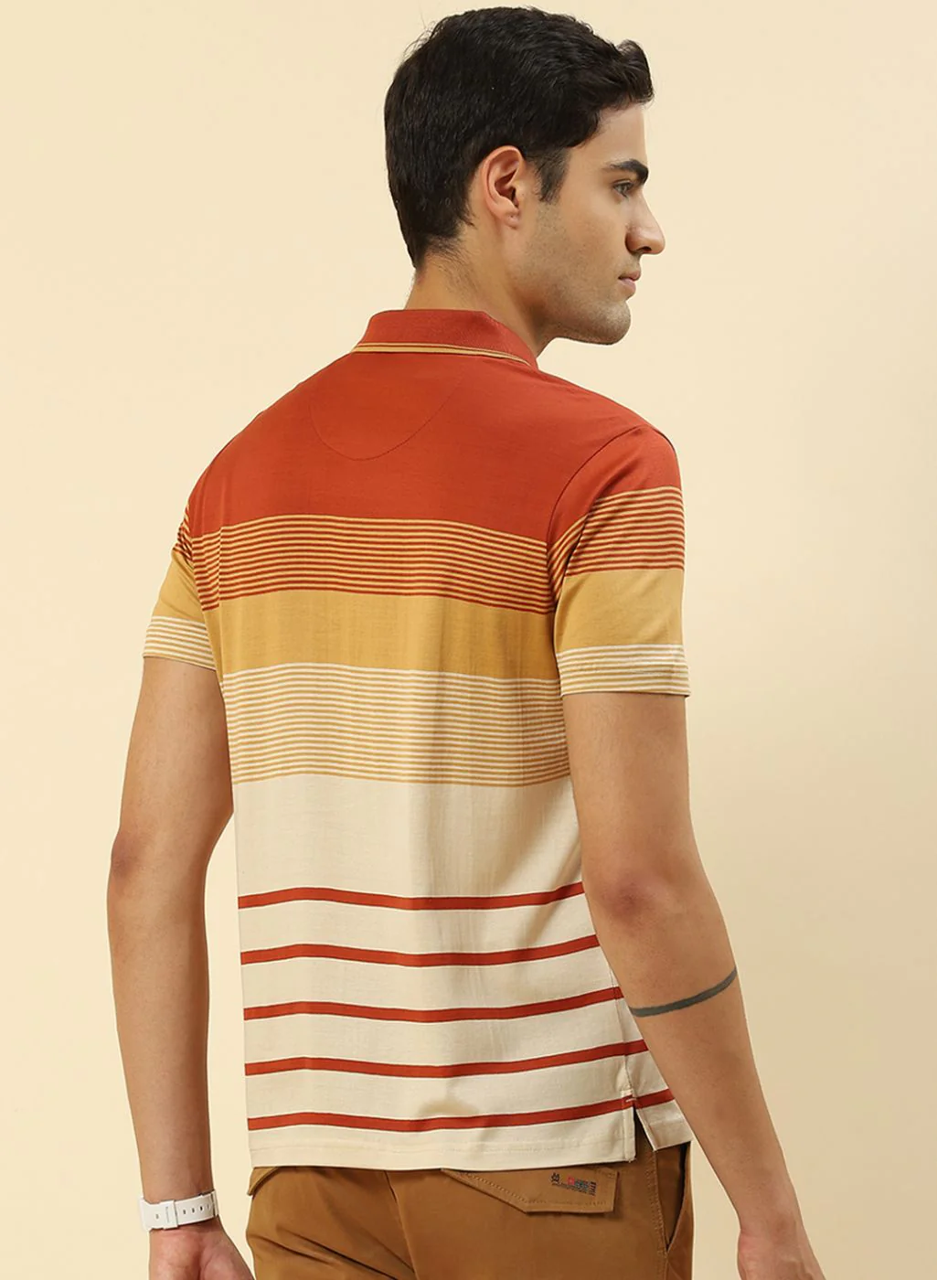 Men Orange Stripe T-Shirt - Image 4
